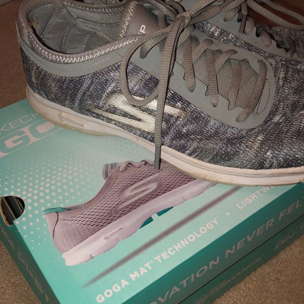 Grey Skechers.